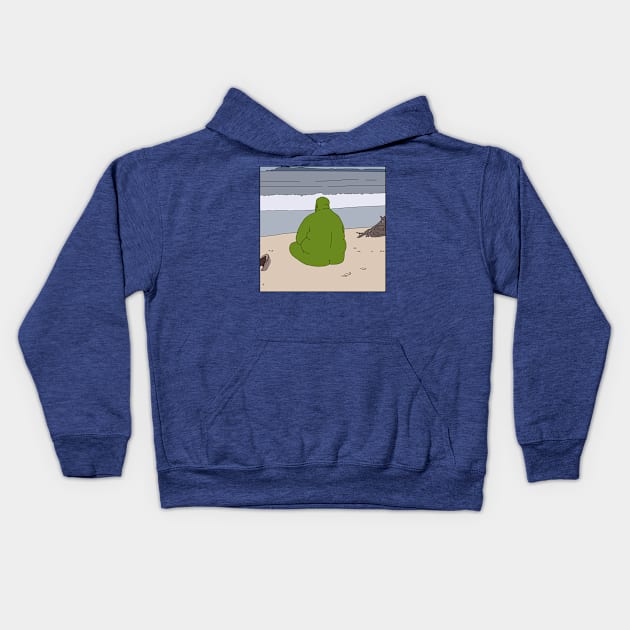 A Green Stone by the Sea Kids Hoodie by The Crocco